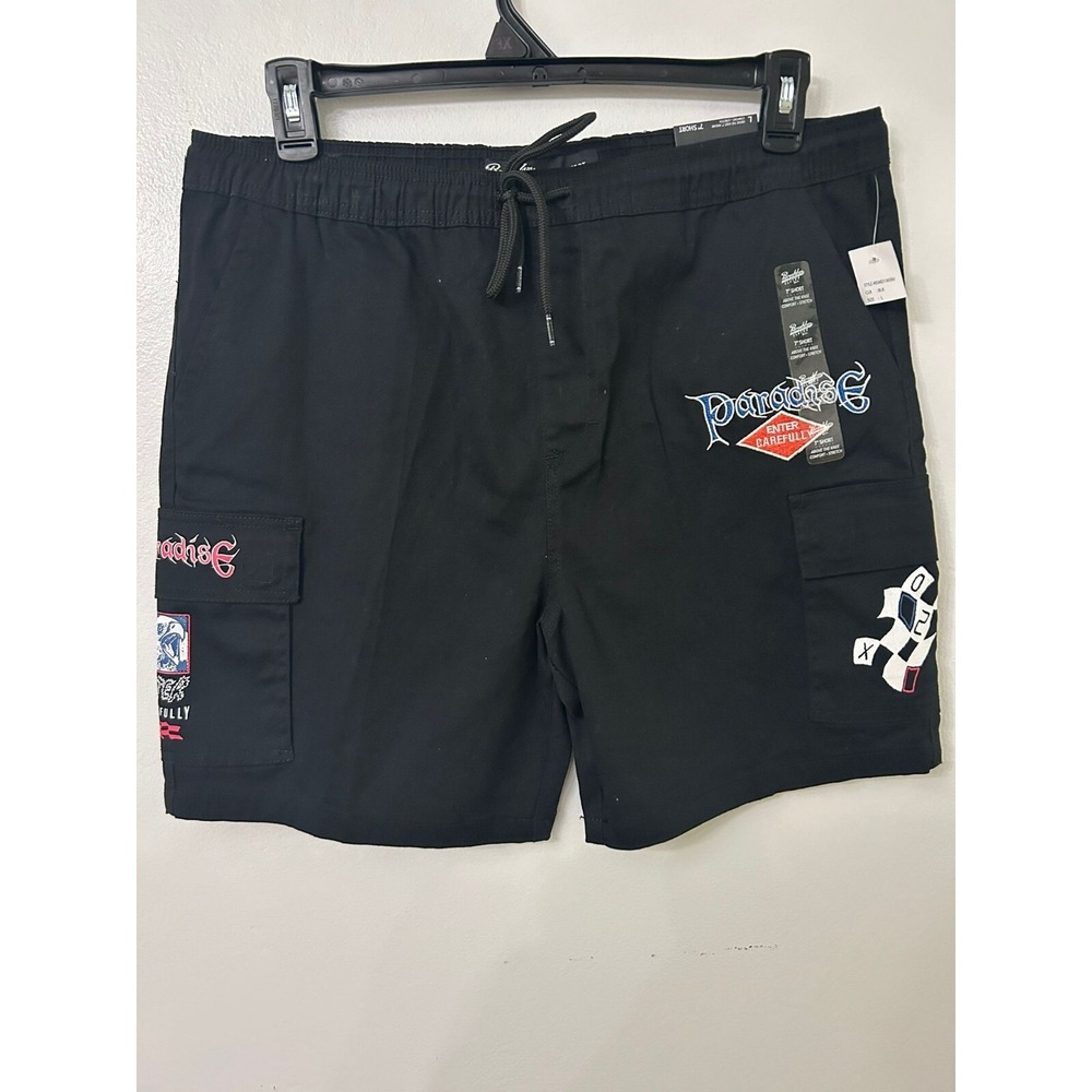 Brooklyn Cloth 7" Short Men's Size L Waist Cargo Shorts Black Embroidered - NWT